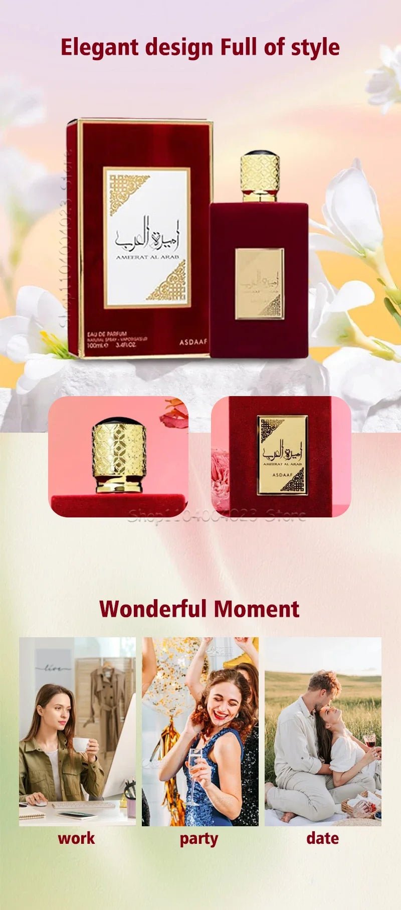 100ml Lattafa Asdaaf Ameerat Al Arab EDP for Women | Premium Arabian Perfume | Longlasting & Alluring Scent Date perfume - Xlam