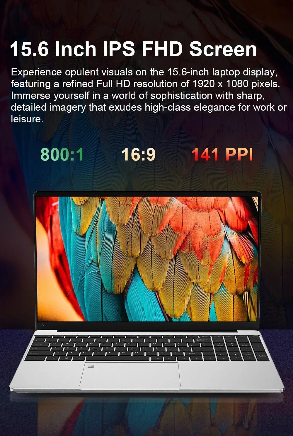 15.6 inch Laptop Computer Intel Celeron N4000 Notebook PC Fingerprint Unlock Windows 11 Pro 16GB RAM 1TB SSD 1920*1080P Laptops - Xlam
