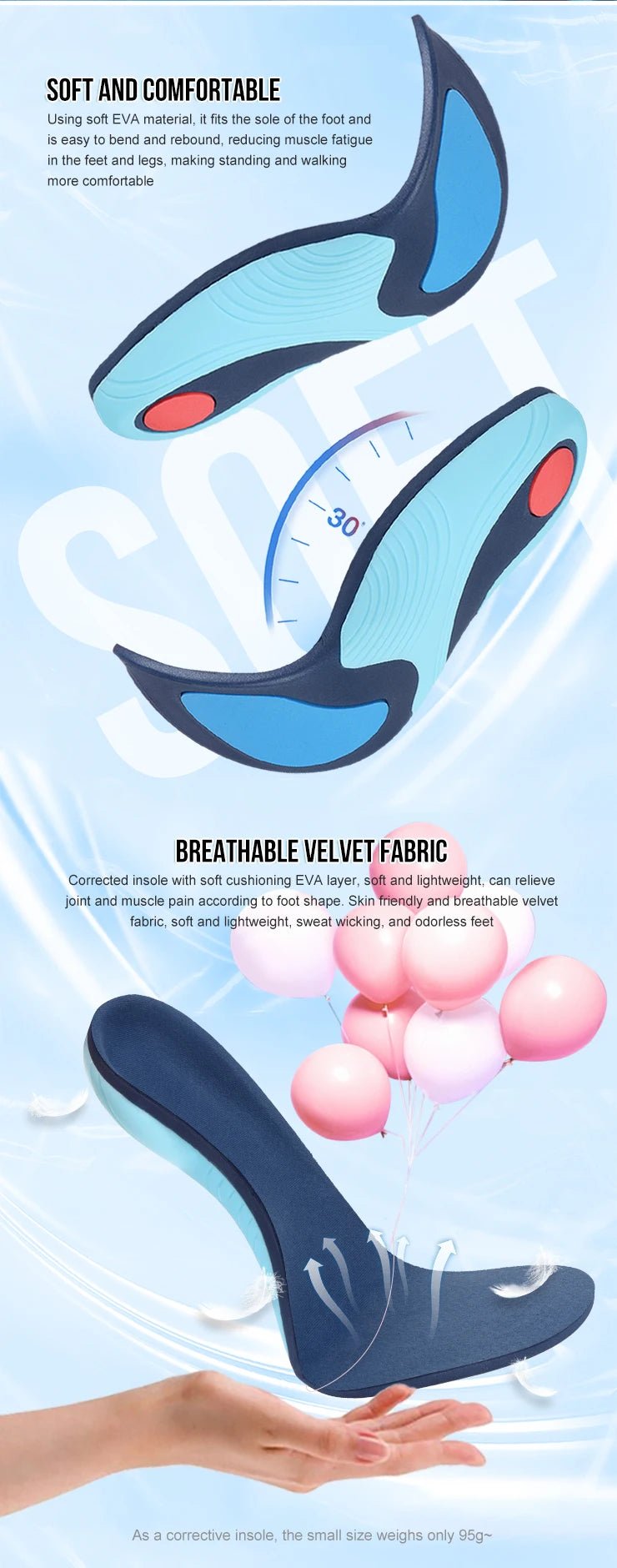 220+lbs Plantar Fasciitis Relief Insoles High Arch Support Absorb Shock Distribute Pressure Perfect for Work Boot Orthotics - Xlam