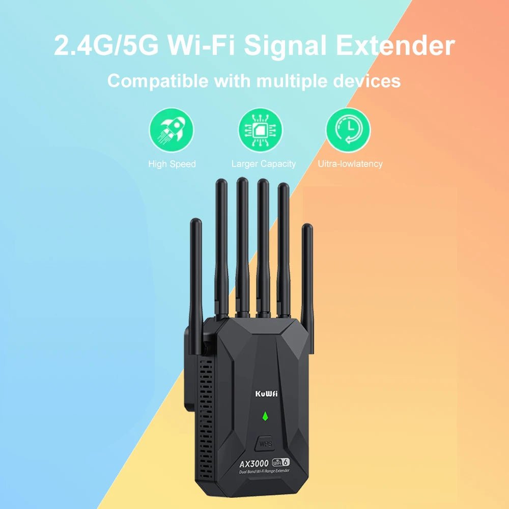 3000M Wireless WiFi Repeater 2.4Ghz 5GHz Dual Band WiFi6 Router 802.11AX Long Range WiFi Booster Signal Extender Amplifier WPS - Xlam