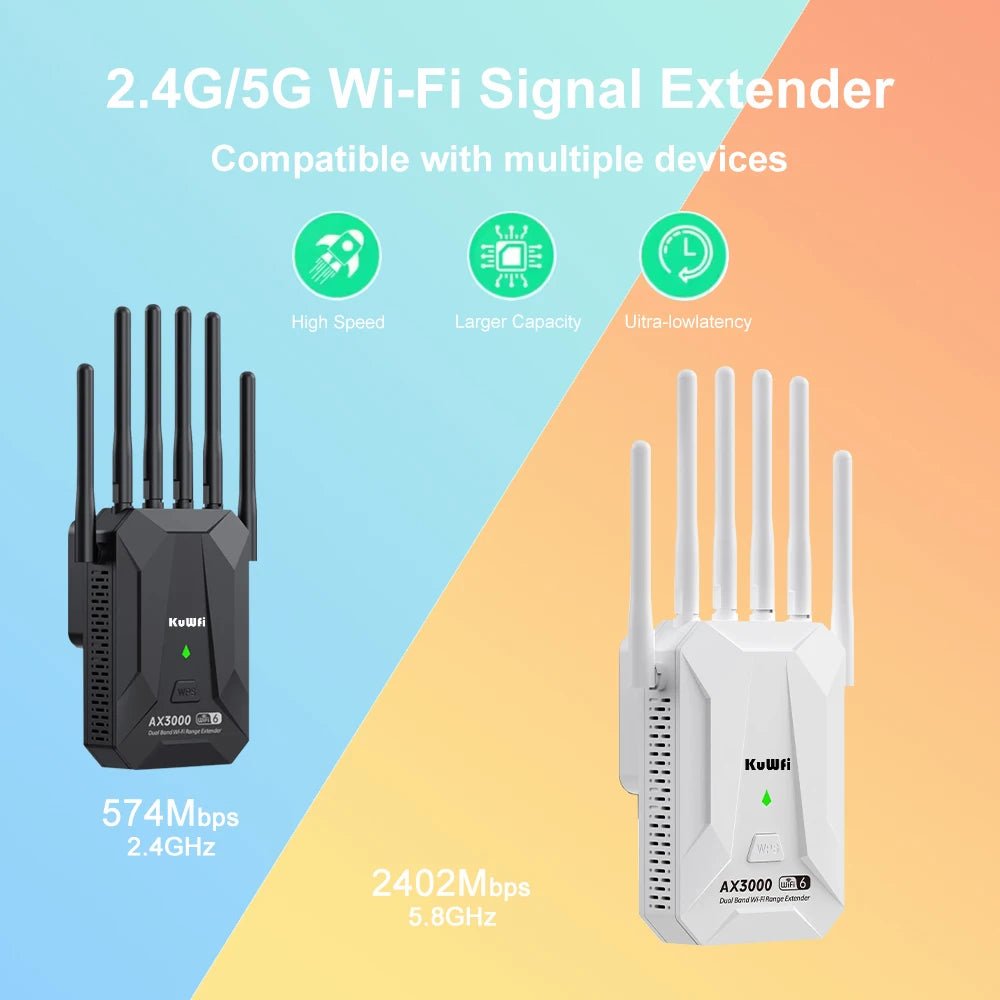 3000M Wireless WiFi Repeater 2.4Ghz 5GHz Dual Band WiFi6 Router 802.11AX Long Range WiFi Booster Signal Extender Amplifier WPS - Xlam