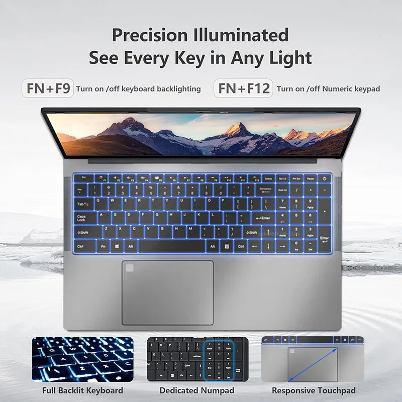ACEKAMAS 17.3" Laptop Computer Windows 11 Pro Intel N5095 Fingerprint Office Laptops 16GB RAM 1TB SSD Portable Notebook PC Gamer - Xlam