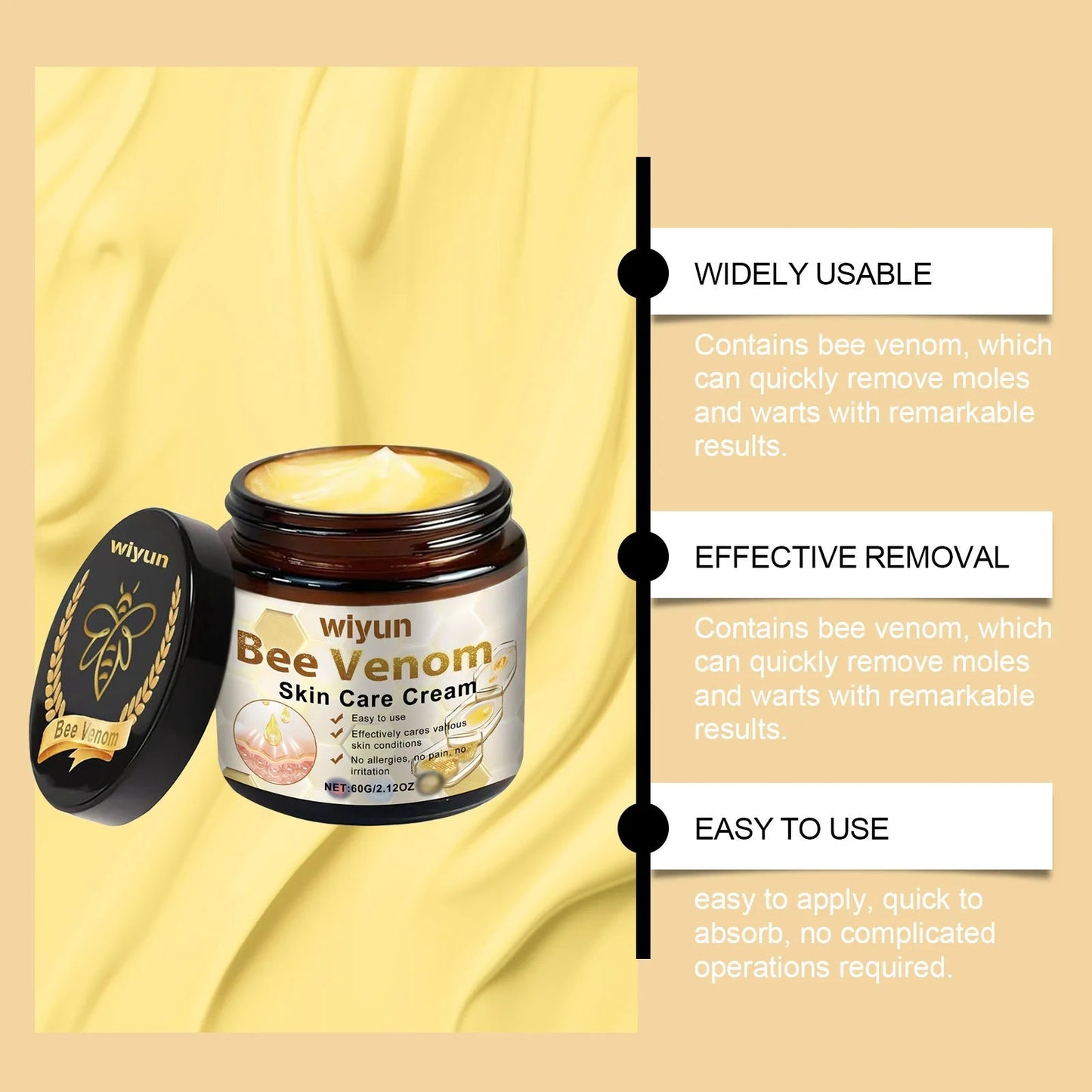 발톱무Bee Venom Skin Gentle Skin Cleansing Skin Care Cream Reduce Itchiness Strengthen Barrier Moisturizing Knee Body Massage Cream - Xlam