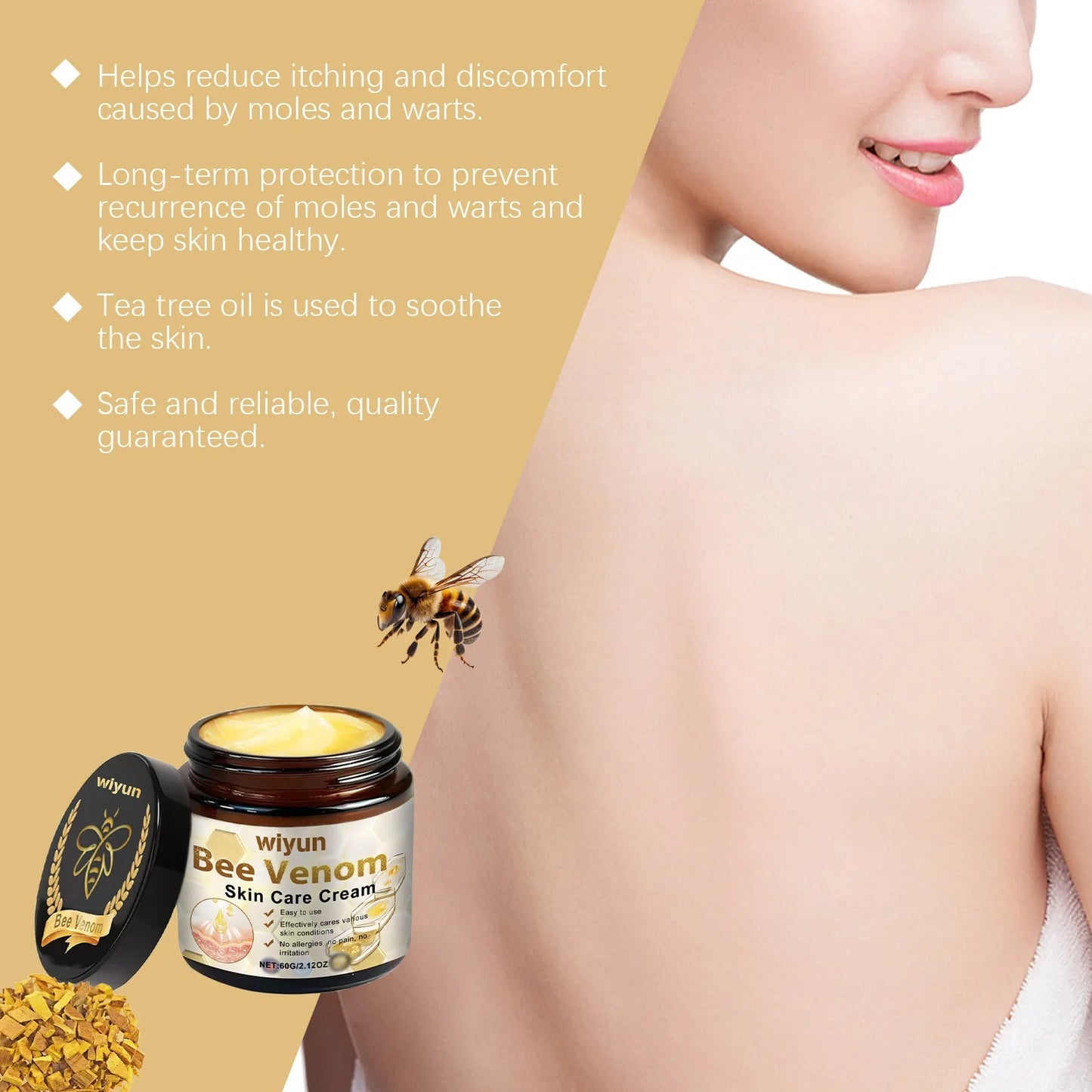 발톱무Bee Venom Skin Gentle Skin Cleansing Skin Care Cream Reduce Itchiness Strengthen Barrier Moisturizing Knee Body Massage Cream - Xlam