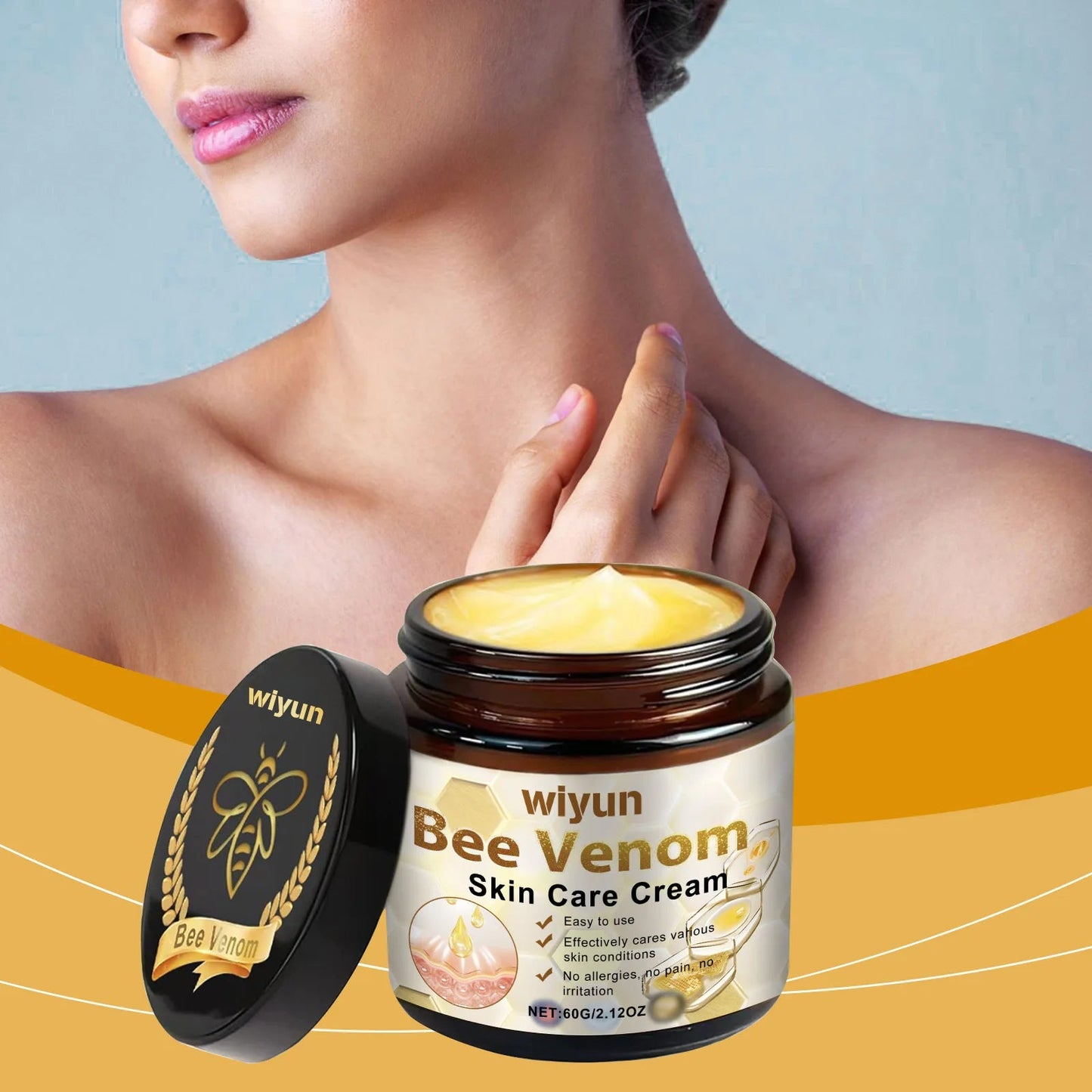 발톱무Bee Venom Skin Gentle Skin Cleansing Skin Care Cream Reduce Itchiness Strengthen Barrier Moisturizing Knee Body Massage Cream - Xlam