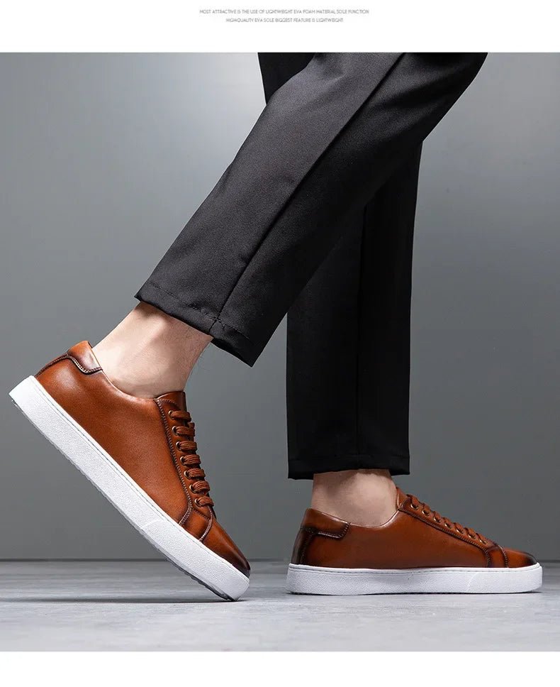 British Style Polishing Casual Soft Sole Small White Shoes for Men Extra Large Men's Shoes 2024 Spring New Trendy Board Shoes - Xlam
