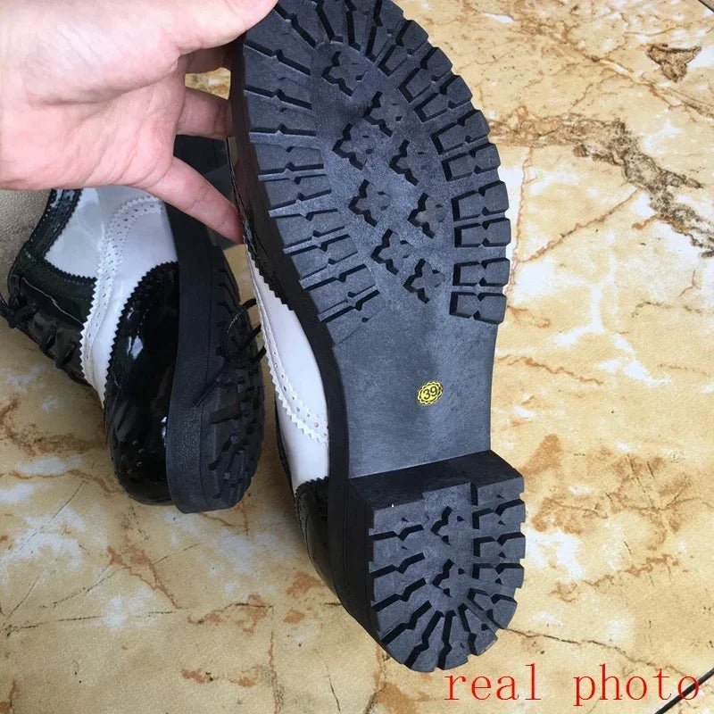British style women brogue shoes cross tied mixed color round toe wingtip oxfords casual footwear sapatos chaussures - Xlam