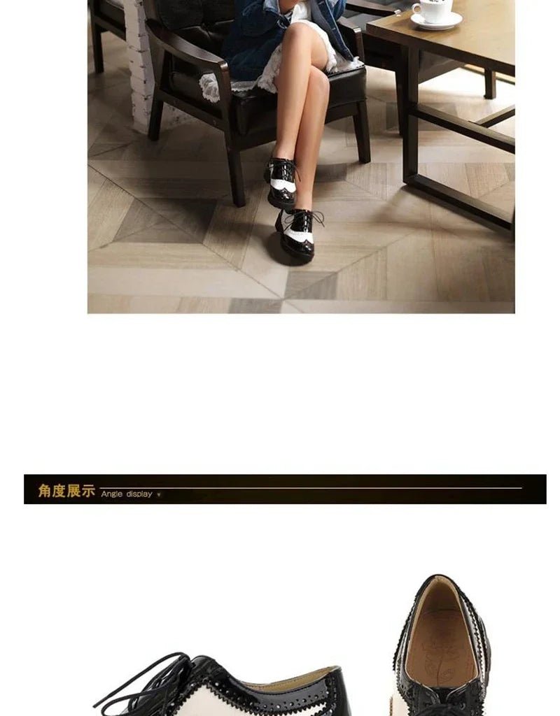 British style women brogue shoes cross tied mixed color round toe wingtip oxfords casual footwear sapatos chaussures - Xlam