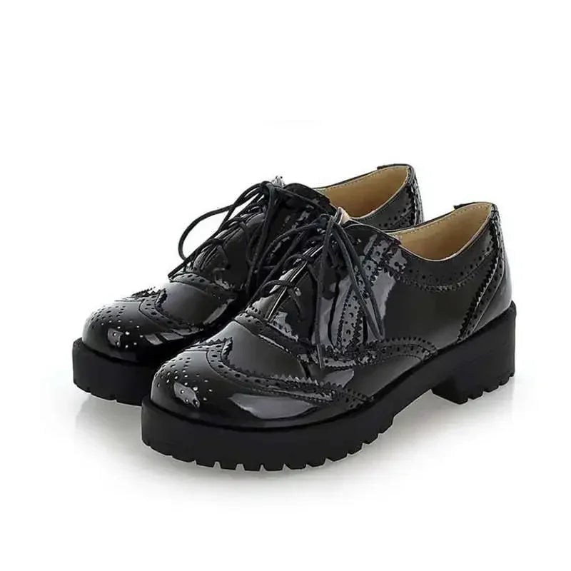 British style women brogue shoes cross tied mixed color round toe wingtip oxfords casual footwear sapatos chaussures - Xlam