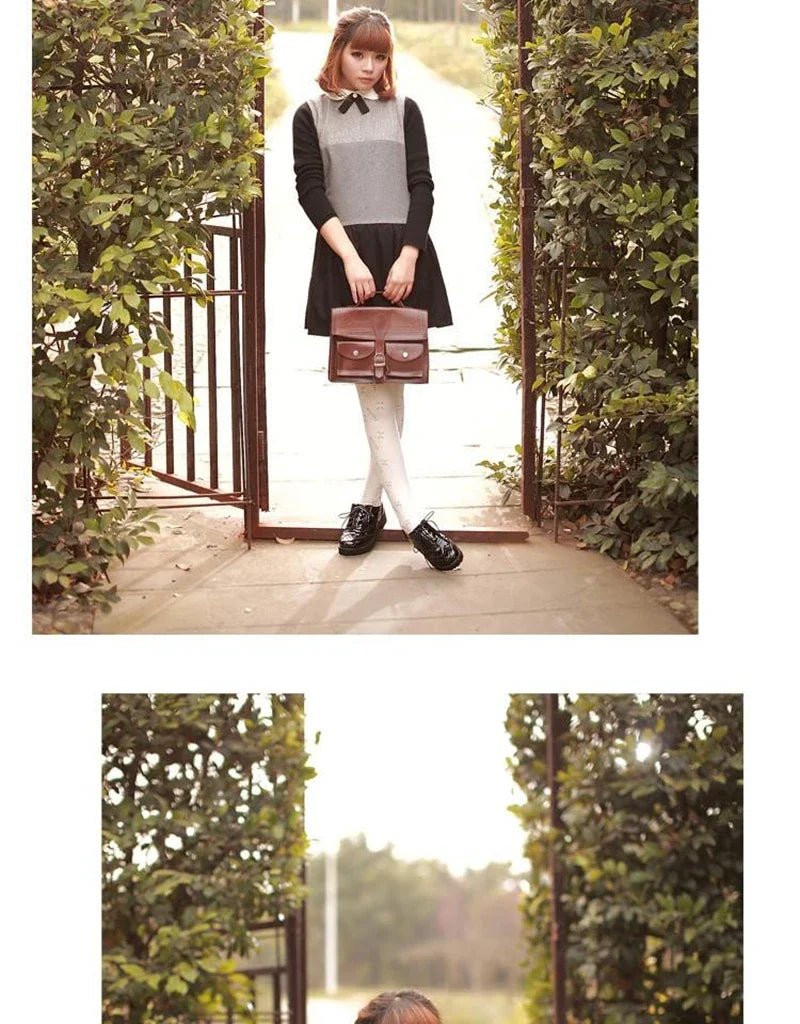 British style women brogue shoes cross tied mixed color round toe wingtip oxfords casual footwear sapatos chaussures - Xlam