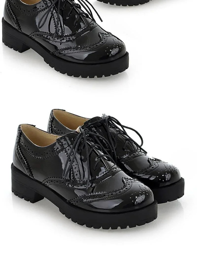 British style women brogue shoes cross tied mixed color round toe wingtip oxfords casual footwear sapatos chaussures - Xlam