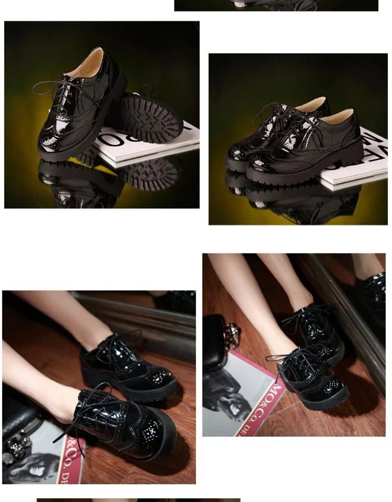 British style women brogue shoes cross tied mixed color round toe wingtip oxfords casual footwear sapatos chaussures - Xlam