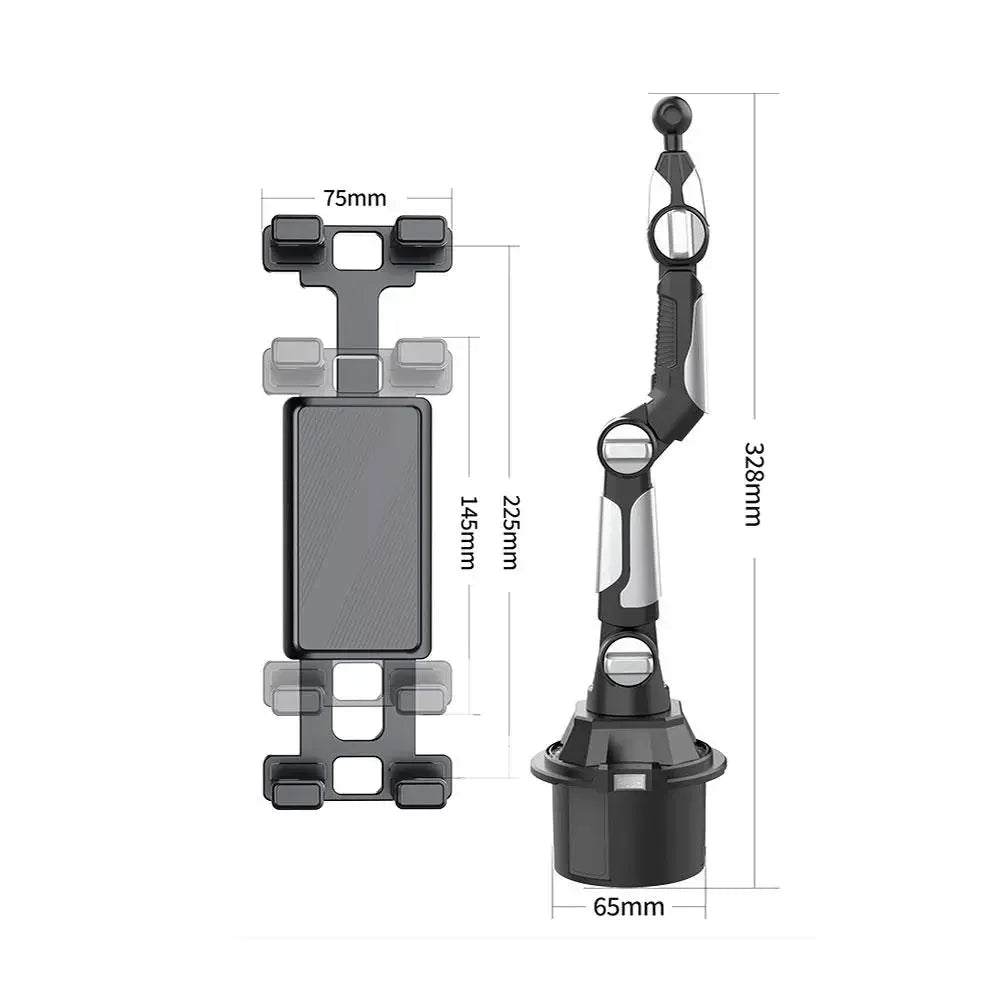 Car Mobile Phone Stand 360 - degree Rotation Adjustable Arm Universal Car Cup Holder Tablet & Phone Mount for IPad Pro - Xlam