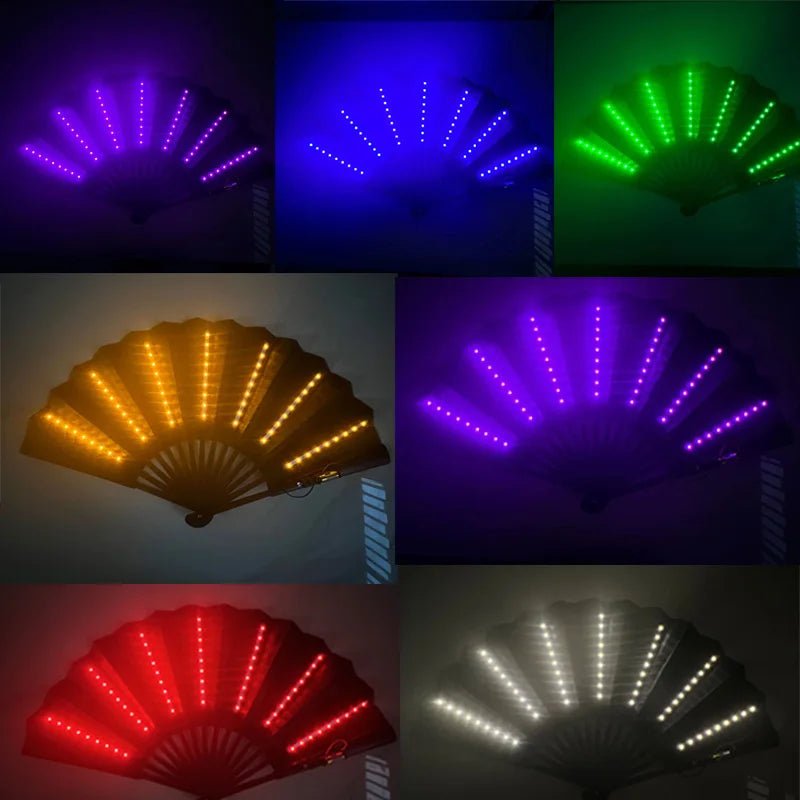 Glow Folding Led Fan Dancing Light Fan Night Show Halloween Christmas Rave Festival Accessories Glow In The Dark Party Supplies - Xlam