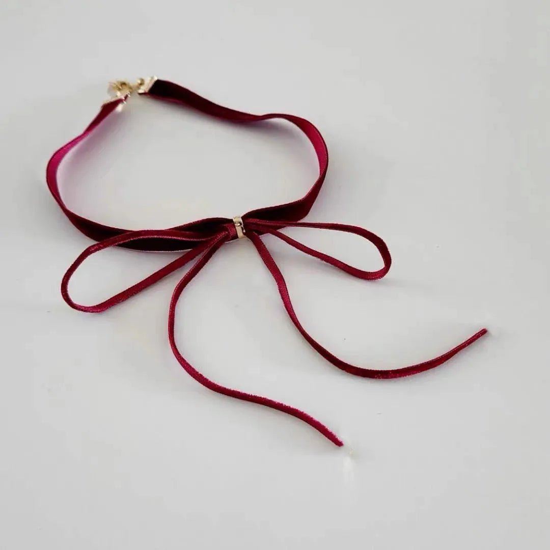 Gothic Bows Pendant Necklace Adjustable Velvets Chains Choker Elegant Braideds Bows Neckchain Jewelry for Women Girls - Xlam