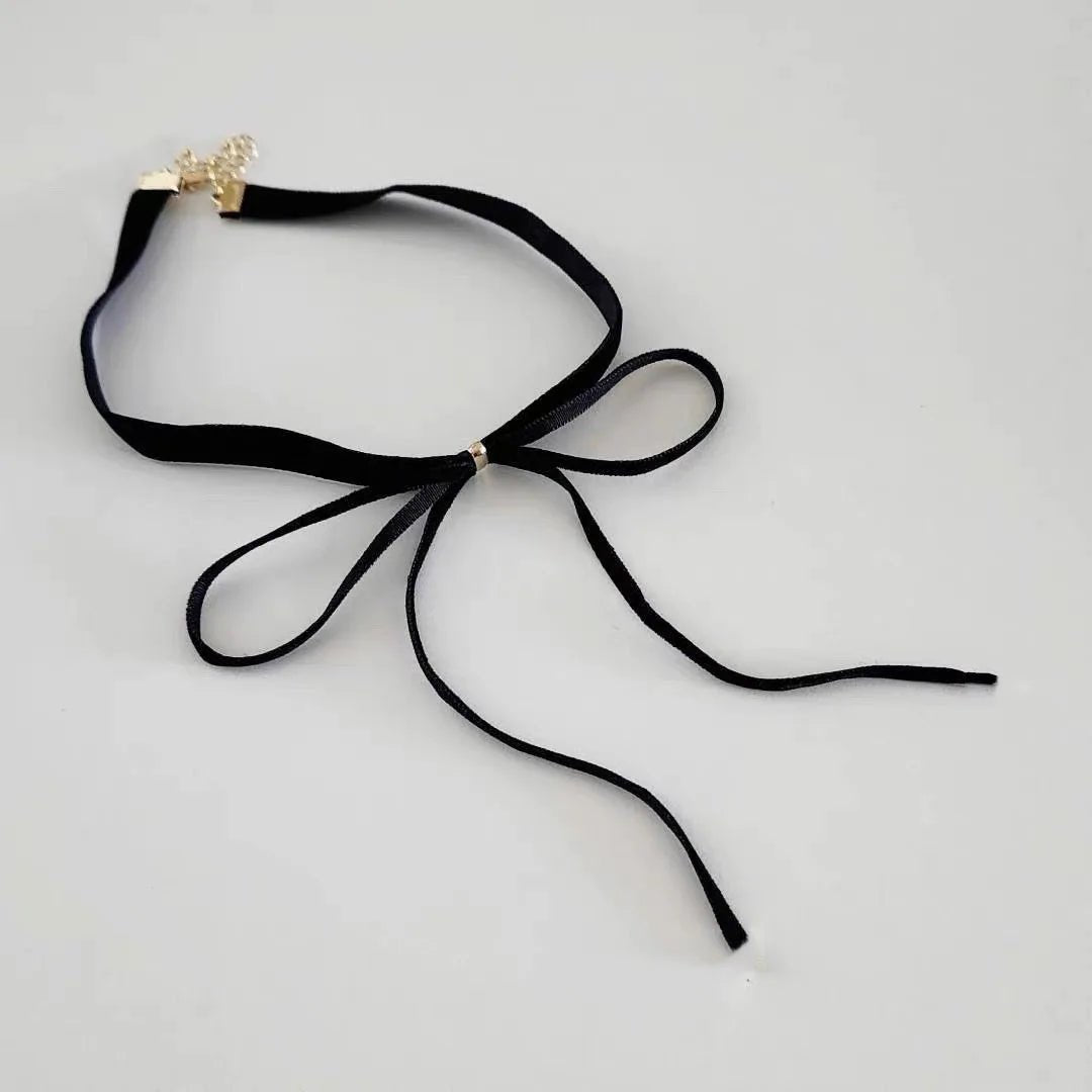 Gothic Bows Pendant Necklace Adjustable Velvets Chains Choker Elegant Braideds Bows Neckchain Jewelry for Women Girls - Xlam