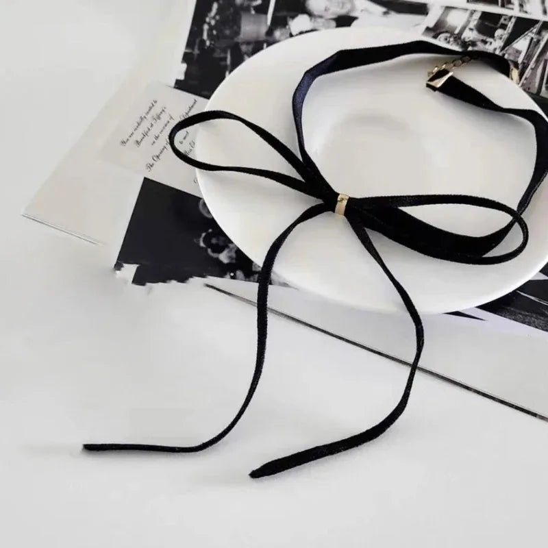 Gothic Bows Pendant Necklace Adjustable Velvets Chains Choker Elegant Braideds Bows Neckchain Jewelry for Women Girls - Xlam