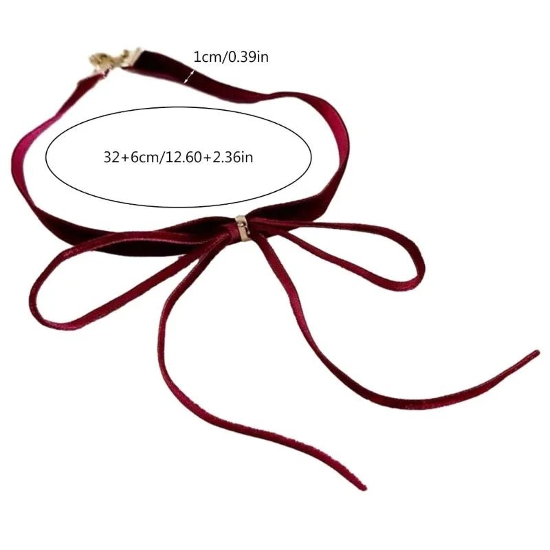 Gothic Bows Pendant Necklace Adjustable Velvets Chains Choker Elegant Braideds Bows Neckchain Jewelry for Women Girls - Xlam