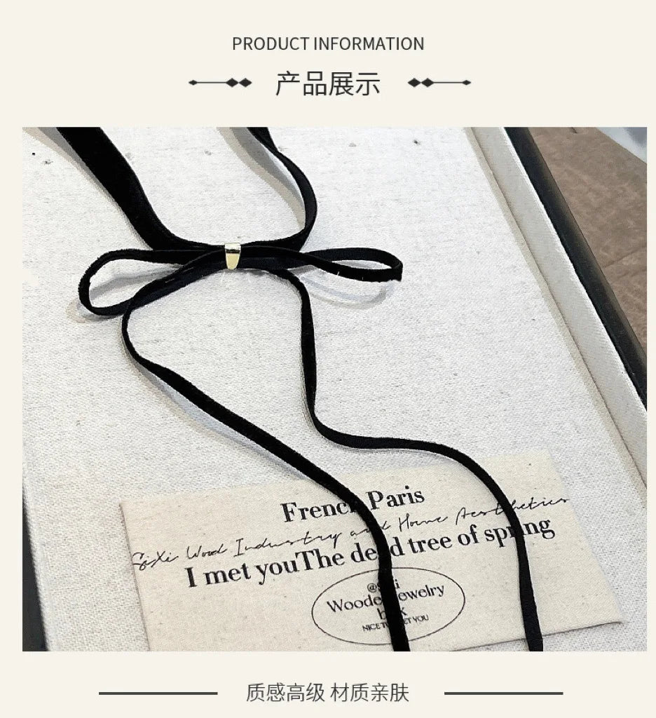 Gothic Bows Pendant Necklace Adjustable Velvets Chains Choker Elegant Braideds Bows Neckchain Jewelry for Women Girls - Xlam