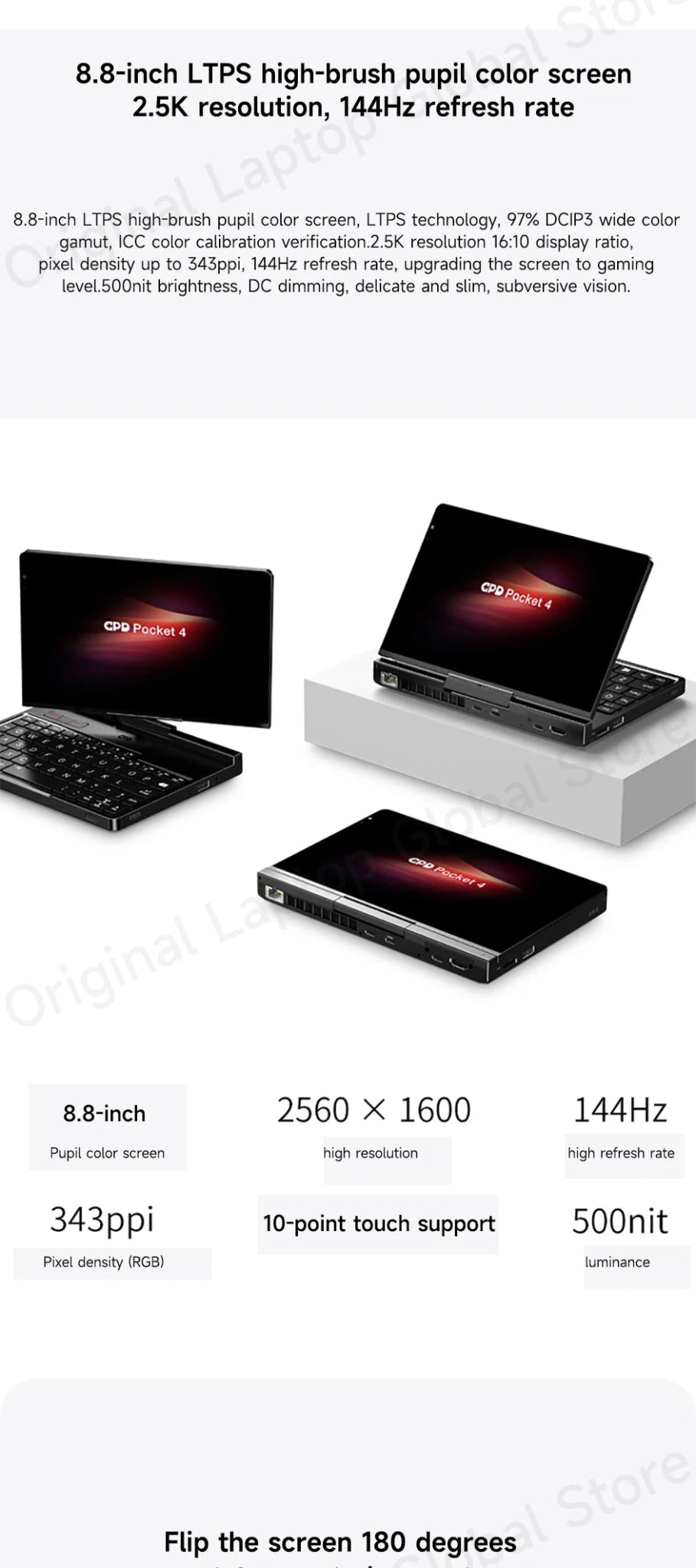 GPD Pocket 4 2025 AMD AI 9 HX 370 32GB/64GB RAM 2TB/4TB SSD 8.8 - inch 2.5K resolution 144 Hz refresh rate mini laptop - Xlam