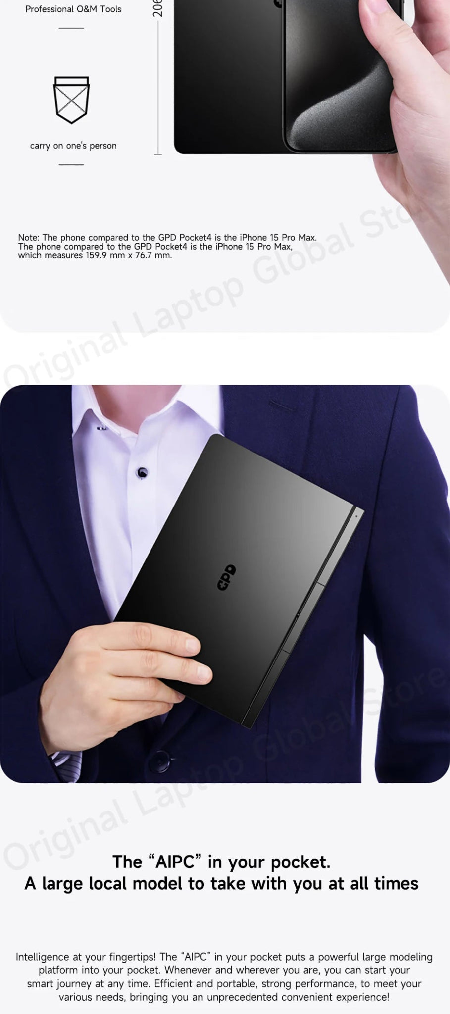 GPD Pocket 4 2025 AMD AI 9 HX 370 32GB/64GB RAM 2TB/4TB SSD 8.8 - inch 2.5K resolution 144 Hz refresh rate mini laptop - Xlam
