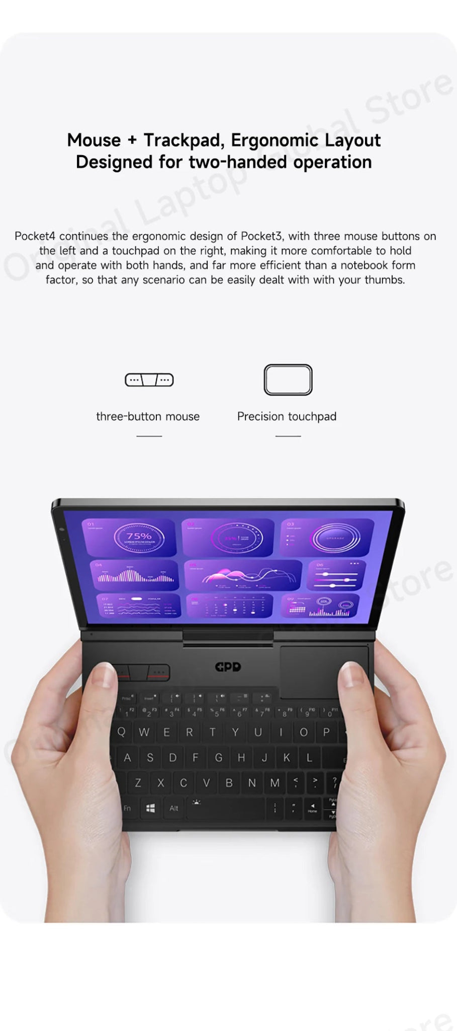GPD Pocket 4 2025 AMD AI 9 HX 370 32GB/64GB RAM 2TB/4TB SSD 8.8 - inch 2.5K resolution 144 Hz refresh rate mini laptop - Xlam