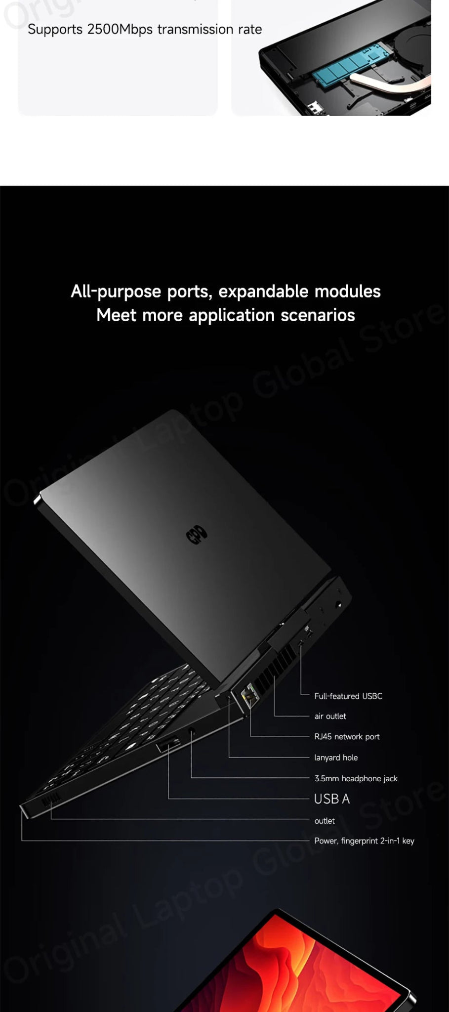 GPD Pocket 4 2025 AMD AI 9 HX 370 32GB/64GB RAM 2TB/4TB SSD 8.8 - inch 2.5K resolution 144 Hz refresh rate mini laptop - Xlam