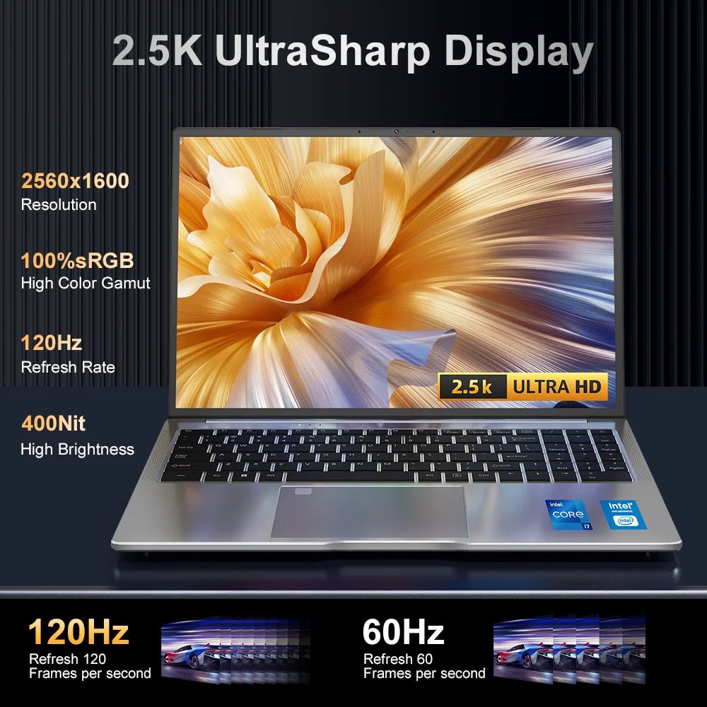 Laptop 16 inch 2.5K 120Hz Intel Core i7 - 13620H WiFi 6 32GB RAM 1TB SSD Laptop Windows 11 pro Notebook Office Computer - Xlam