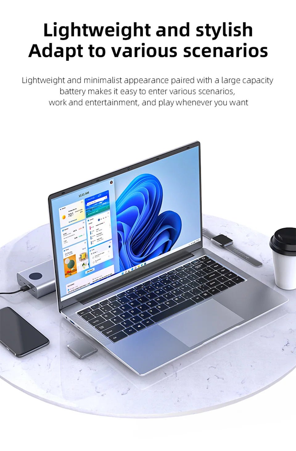 Laptop Computer Windows 11 Pro Intel Atom A3950 2025 Notebook PC 12GB RAM 512GB 1TB 2TB SSD 1920*1080P Office Study Computer - Xlam