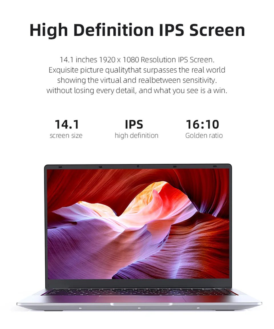 Laptop Computer Windows 11 Pro Intel Atom A3950 2025 Notebook PC 12GB RAM 512GB 1TB 2TB SSD 1920*1080P Office Study Computer - Xlam