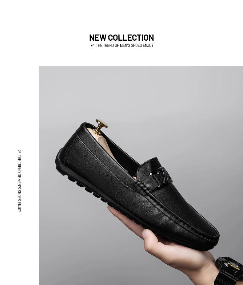 Luxury Brand Comfortable Men Moccasins Soft Male Driving Shoes Fashion Leather Men Casual Shoes Slip on Italian Formal Loafers - Xlam