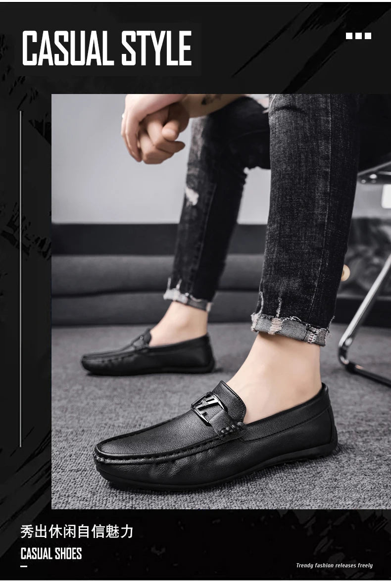 Luxury Brand Comfortable Men Moccasins Soft Male Driving Shoes Fashion Leather Men Casual Shoes Slip on Italian Formal Loafers - Xlam
