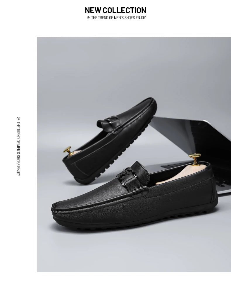 Luxury Brand Comfortable Men Moccasins Soft Male Driving Shoes Fashion Leather Men Casual Shoes Slip on Italian Formal Loafers - Xlam
