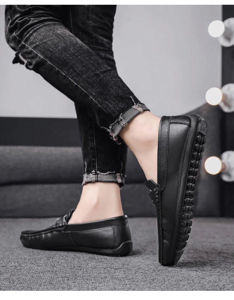 Luxury Brand Comfortable Men Moccasins Soft Male Driving Shoes Fashion Leather Men Casual Shoes Slip on Italian Formal Loafers - Xlam