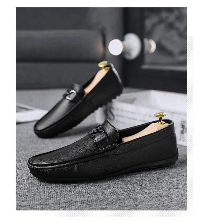 Luxury Brand Comfortable Men Moccasins Soft Male Driving Shoes Fashion Leather Men Casual Shoes Slip on Italian Formal Loafers - Xlam