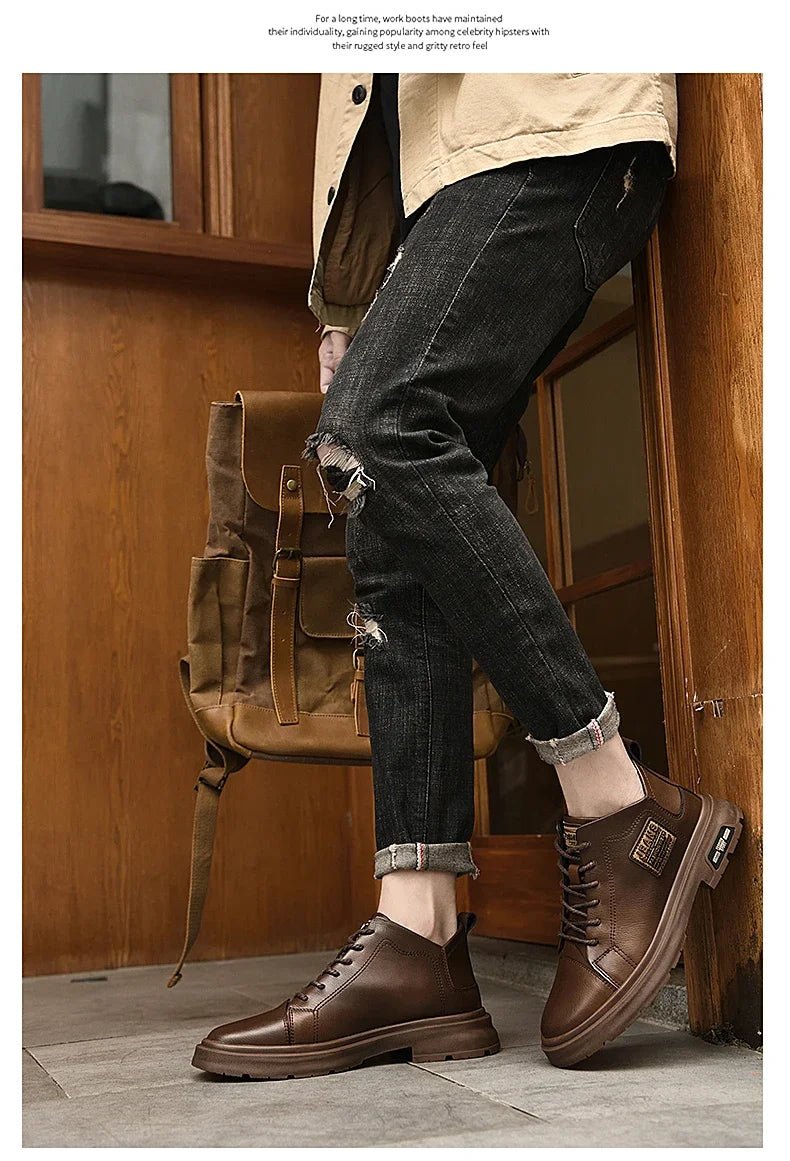 Men Genuine Leather Heightening Shoes Comfort Lace Up Casual Elevator Shoes Commerce Breathable Height Increase Insole 8CM Sport - Xlam