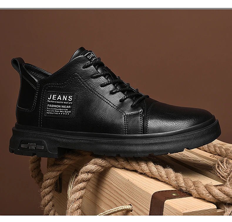Men Genuine Leather Heightening Shoes Comfort Lace Up Casual Elevator Shoes Commerce Breathable Height Increase Insole 8CM Sport - Xlam