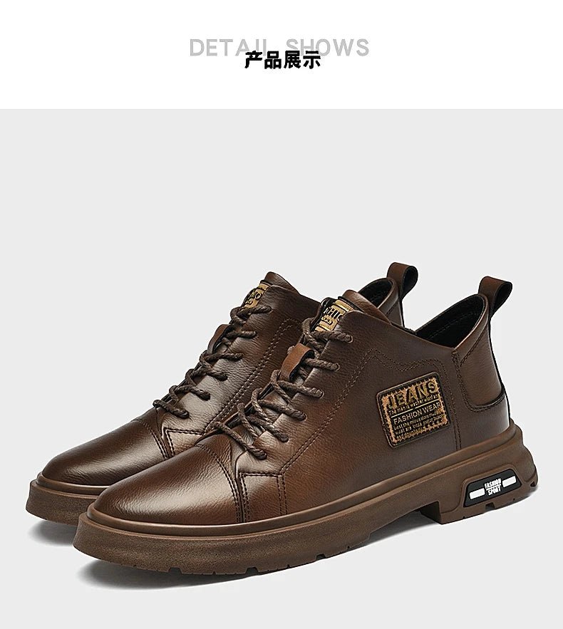 Men Genuine Leather Heightening Shoes Comfort Lace Up Casual Elevator Shoes Commerce Breathable Height Increase Insole 8CM Sport - Xlam