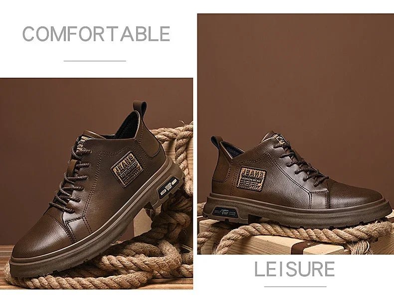 Men Genuine Leather Heightening Shoes Comfort Lace Up Casual Elevator Shoes Commerce Breathable Height Increase Insole 8CM Sport - Xlam