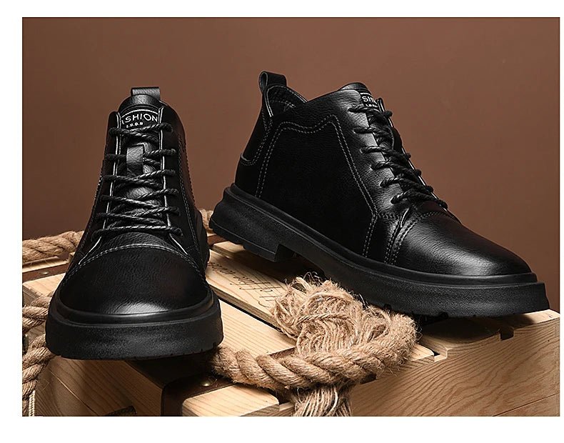 Men Genuine Leather Heightening Shoes Comfort Lace Up Casual Elevator Shoes Commerce Breathable Height Increase Insole 8CM Sport - Xlam