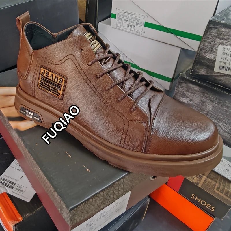 Men Genuine Leather Heightening Shoes Comfort Lace Up Casual Elevator Shoes Commerce Breathable Height Increase Insole 8CM Sport - Xlam
