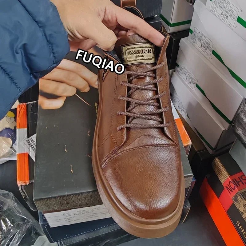 Men Genuine Leather Heightening Shoes Comfort Lace Up Casual Elevator Shoes Commerce Breathable Height Increase Insole 8CM Sport - Xlam