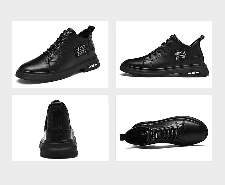 Men Genuine Leather Heightening Shoes Comfort Lace Up Casual Elevator Shoes Commerce Breathable Height Increase Insole 8CM Sport - Xlam
