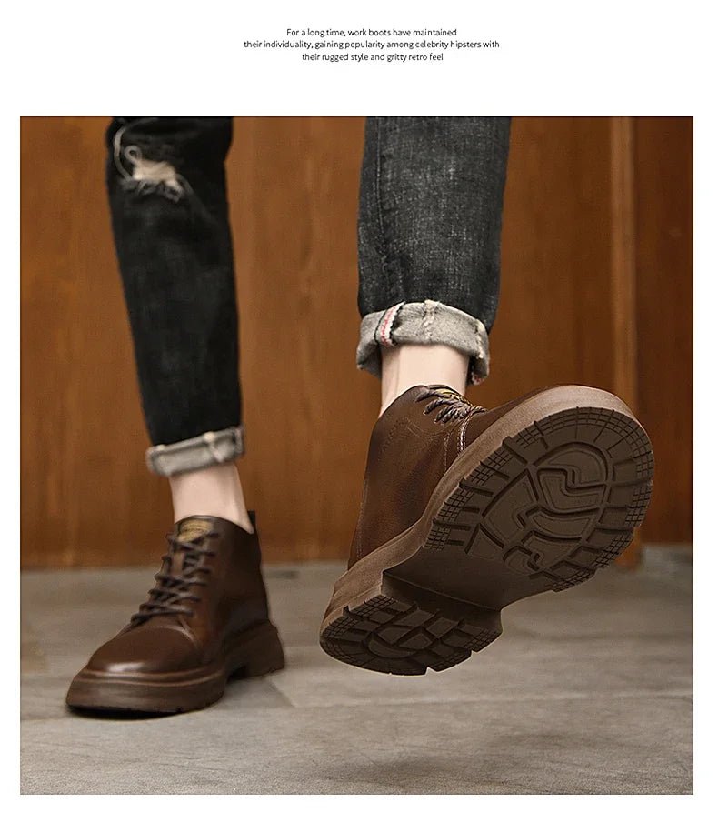 Men Genuine Leather Heightening Shoes Comfort Lace Up Casual Elevator Shoes Commerce Breathable Height Increase Insole 8CM Sport - Xlam