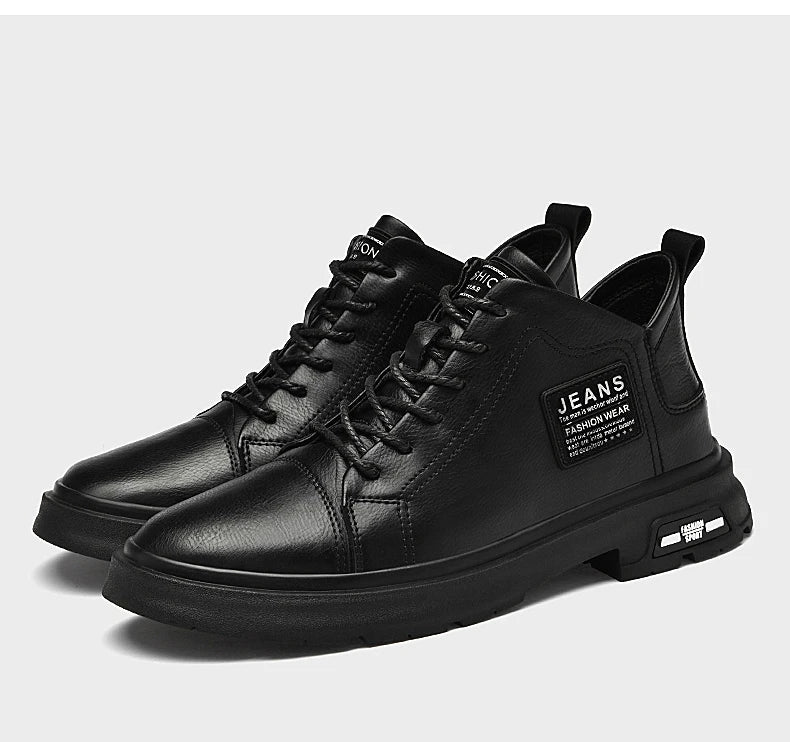 Men Genuine Leather Heightening Shoes Comfort Lace Up Casual Elevator Shoes Commerce Breathable Height Increase Insole 8CM Sport - Xlam