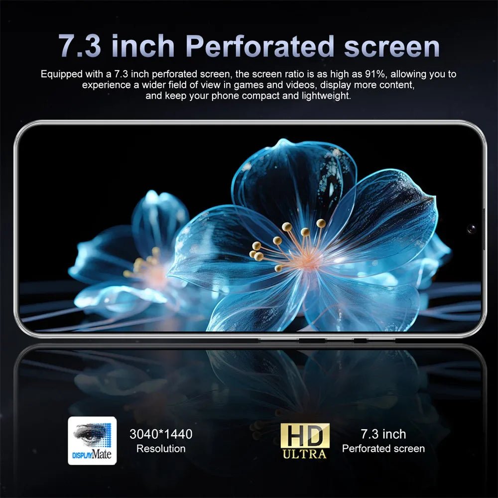 New M15 Ultra Original Cellphones 7.3inch Smartphone 4G 5G Dual SIM Mobile Phones Android 14 Global Version 8000mAh Cell Phone - Xlam
