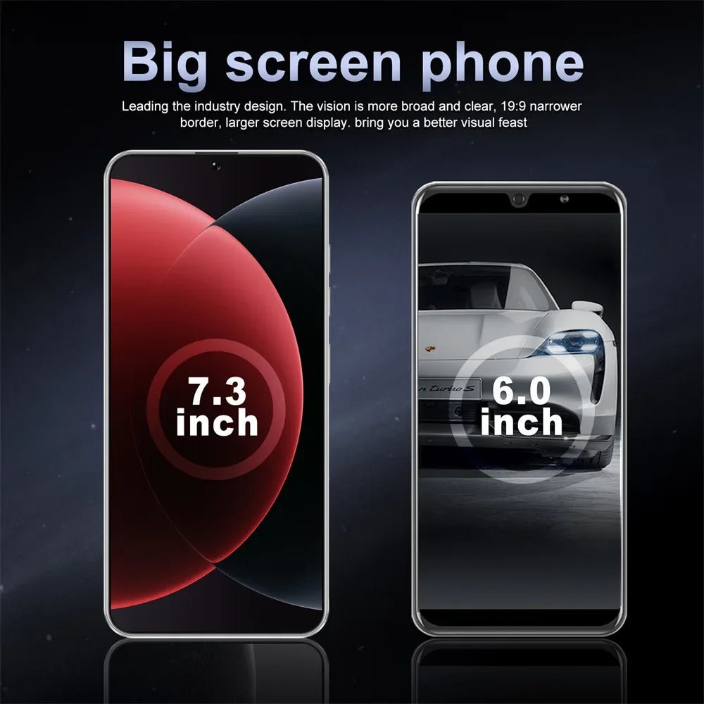 New M15 Ultra Original Cellphones 7.3inch Smartphone 4G 5G Dual SIM Mobile Phones Android 14 Global Version 8000mAh Cell Phone - Xlam