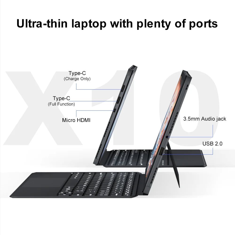 Ninkear X10 2 - in - 1 Laptop,10.1 - inch IPS Intel Core m3 - 8100Y 12GB RAM, 256GB SSD,Windows 11 Pogo Pin Magnetic Backlit Keyboard - Xlam