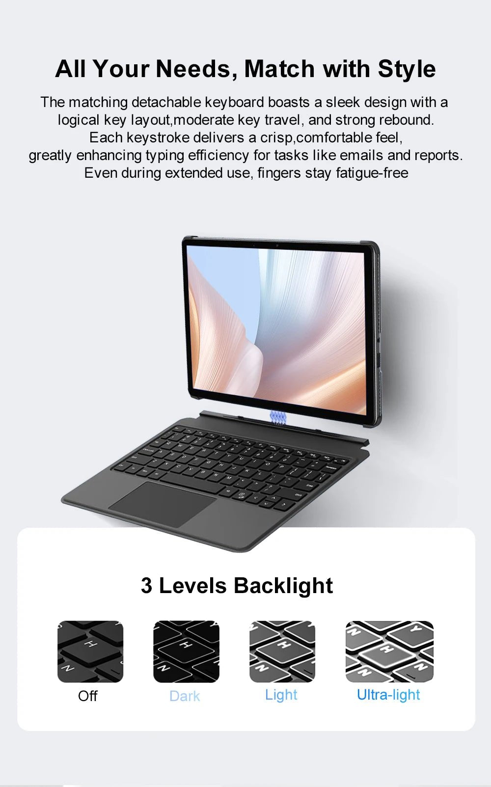 Ninkear X10 2 - in - 1 Laptop,10.1 - inch IPS Intel Core m3 - 8100Y 12GB RAM, 256GB SSD,Windows 11 Pogo Pin Magnetic Backlit Keyboard - Xlam
