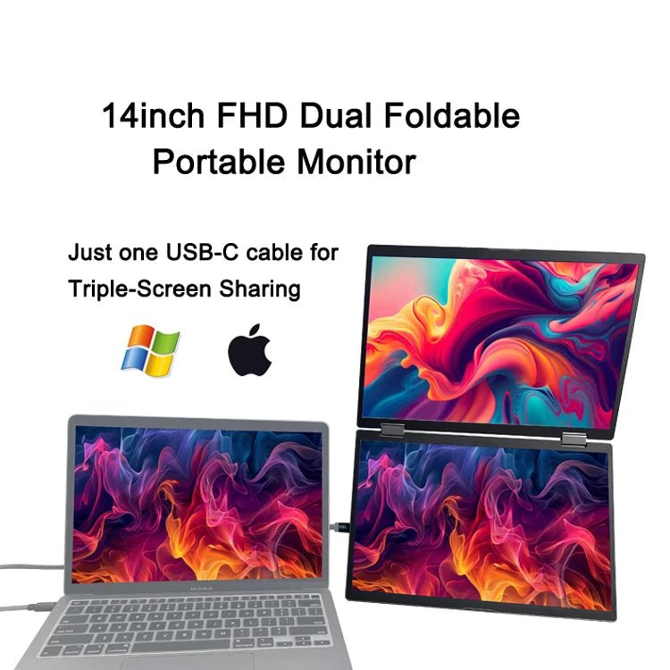 OEM & ODM 14\" Portable FHD 1080p IPS Dual Screen Monitor Extender USB Interface Backlit LCD Business Laptop Use Factory Direct - Xlam
